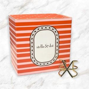 4/$30 🌿 Stella & Dot | Pavé Sphinx King X Black Crystals Gold Adjustable Ring